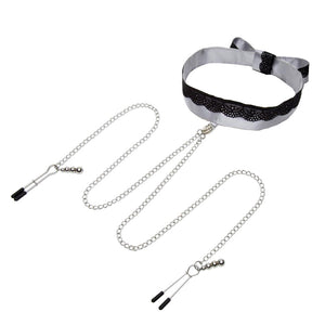 Fifty Shades of Grey Play Nice Satin & Lace Collar & Nipple Clamps