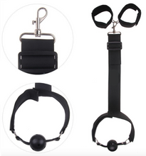 Load image into Gallery viewer, Slave Neck Hand Wrist Cuffs Collar Mouth Ball Gag Restraint Belt
